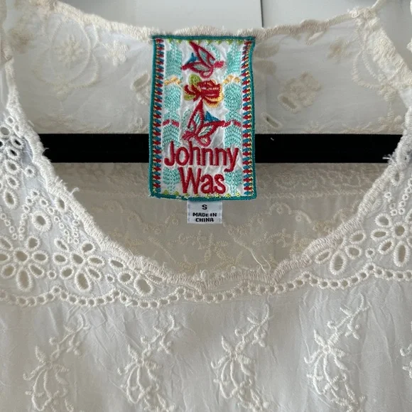 JOHNNY WAS Sutera Ivory/White Embroidered Top, Sz S - Picture 6 of 6